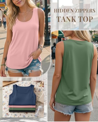 4 Pack Women's Nursing Tank Tops - color: Black, Fruit Green, Light Pink, Haze Blue, size: Medium