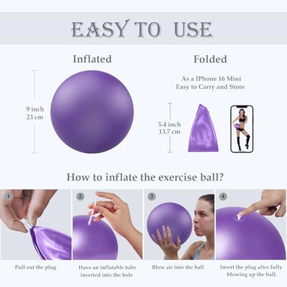 Soft Pilates Yoga Ball, Small Exercise Ball, Mini Rubber Workout Equipment - color: Purple
