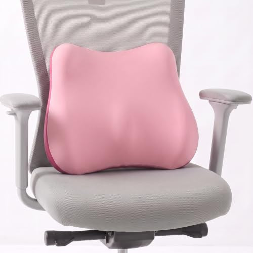Lumbar Support Pillow, Ergonomic Memory Foam Back Cushion for Car Office Chair Gaming Chair, Washable Cool-Touch Cover for Lower Back Support (Pink) - color: Pink