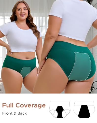 INNERSY Women's Plus Size Period Underwear High Waist Heavy Flow 3-Pack - color: Berry, size: 5X-Large