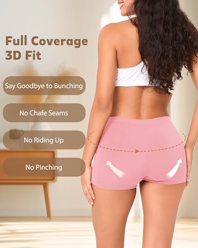BAMBOO COOL Womens Boyshorts Underwear Mid Rise Boxer Briefs Panties - color: Multicoloured D (5-pack), size: Medium