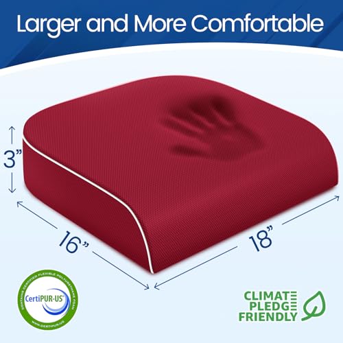 SweetSlubr Seat Cushion, Chair Pad, Memory Foam Tailbone Pain Relief - color: Red, size: Large