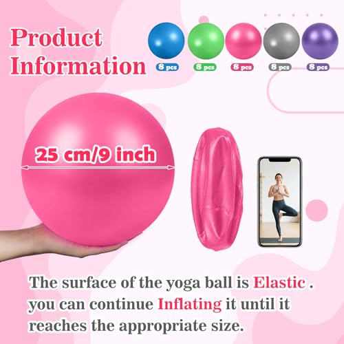 Teyva 40 Pcs Small Pilates Ball Bulk 9 Inch Mini Yoga Balls - color: Multicolor