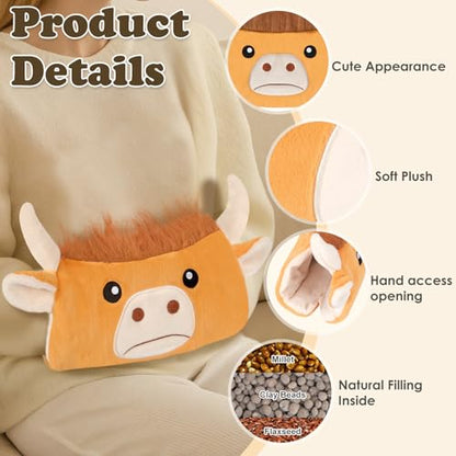 SuzziPad Highland Cow Microwavable Hand Muff for Muscle Tension & Cold Day - style: Highland cow