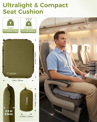 ATEPA Inflatable Seat Cushion - color: XL - 1 Pack Olive