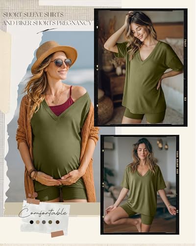 Women's 2 Piece Maternity Oversized Set - color: Olive Green, size: Small