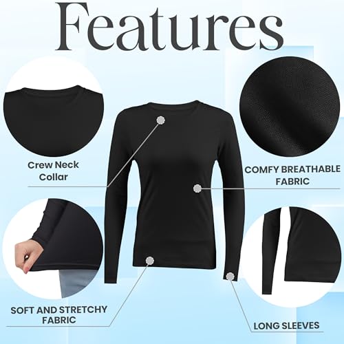 Soft Stretch Cotton Blend Women's Underscrub Shirt Slim Fit Comfort Tee - color: Black/Black/Black, size: X-Large
