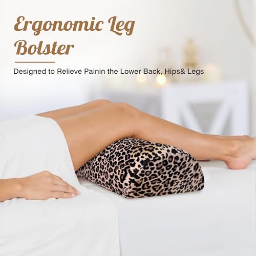 Knee Pillow for Back Sleeping – Half Moon Bolster Pillow for Under Knee While Sleeping Support, Leg & Back Pain Relief (21.5x9x5 Inches) - color: Brown