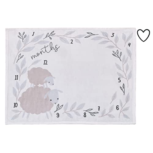 NoJo Together is Better White, Gray, and Taupe Mama and Baby Lamb Milestone Blanket - color: Together is Better