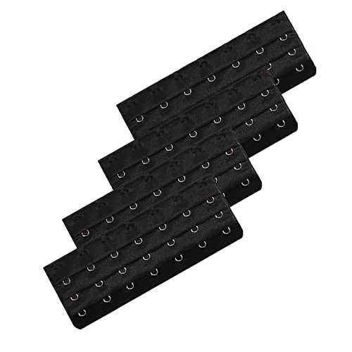 7 Hooks Bra Extender Back Corset Extender Ladies Bra Strap Extension 4pcs - color: Black
