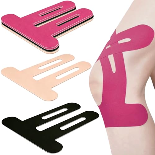 Precut Kinesiology Tape for Knees, 6 Pcs – Knee Support & Stability, Waterproof Athletic Tape, Breathable Hypoallergenic Latex-Free Elastic Sports Tape for Active Movement, Pink,Beige& Black - color: Pink,beige& Black, size: 6 Count (Pack of 1)