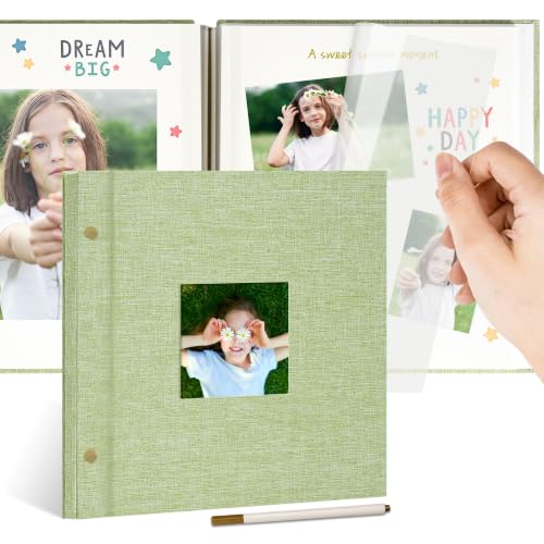Linen Self-Adhesive Photo Album, 10 x 10, 40 Pages, Green - color: Green, size: 40 Pages (20 Sheets), 10 x 10 Inch