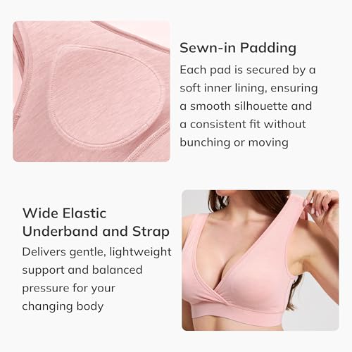 netdraw Padded Bamboo Viscose Nursing Sleep Bra - color: Pink Heather, size: Medium
