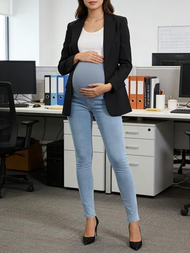 PACBREEZE Women's Maternity Jeans Over Belly Skinny Stretchy Denim Pants Comfy Slim Pregnancy Pants - color: 04: Light Blue2, size: X-Large