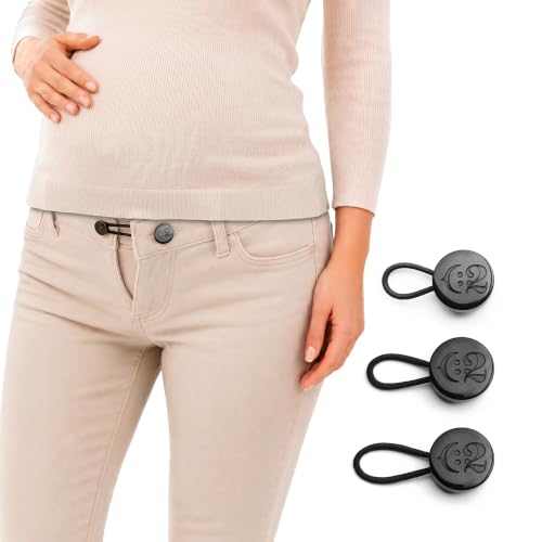 C2 3Pcs Maternity Pants Button Extenders - Black - 24L