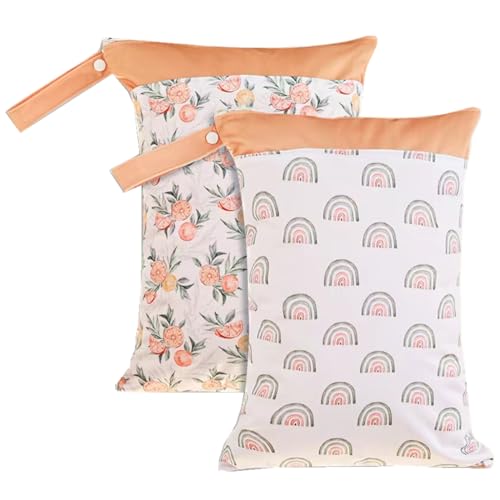 Waterproof Wet Dry Bags with Two Zippered Pockets and Handle - color: Orange