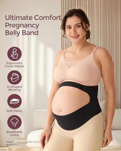 Momcozy Pregnancy Belly Band, CozySupport 3D Ergonest Maternity Belly Band - color: Black, size: Small