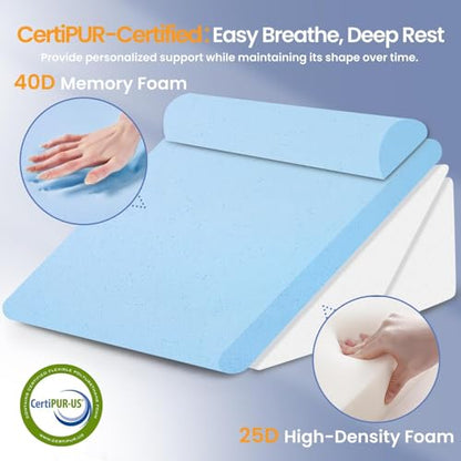 Sasttie Adjustable Wedge Pillow Set for After Surgery, Beige - color: Beige, size: Adjustable 9&12 Inch + 1 Head Pillow