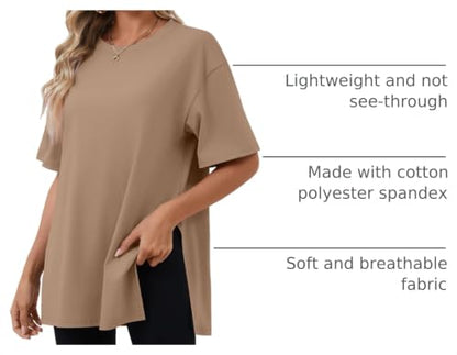 Huukeay 3 Pack Women's Oversized T Shirts Workout Tops - color: Black, Army Green, Coffee, size: Small