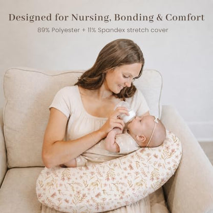 Konssy 2 Pack Nursing Pillow Covers, Soft Stretchy Cover for Breastfeeding - color: Pink Spring,pink