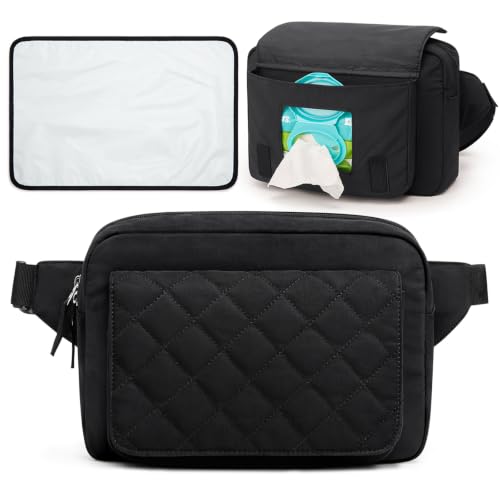 G4Free Small Diaper Bag, Mini Sling Diaper Bag with Portable Changing Pad - color: Black