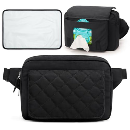 G4Free Small Diaper Bag, Mini Sling Diaper Bag with Portable Changing Pad - color: Black