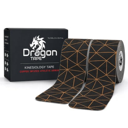 Dragon Tape Copper Infused Kinesiology Tape, Black, Double Roll - color: Black, size: Double Roll