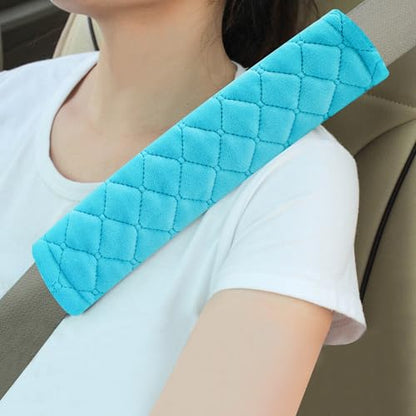 Amooca 2 Pack Seat Belt Covers Soft Shoulder Pad for Cars & Backpack - color: Blue