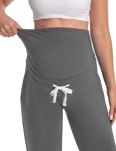 Women's Maternity Joggers Over Belly Sweatpants - color: Hempgray, size: XX-Large