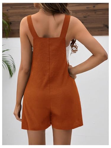 OYOANGLE Women's Maternity Romper Tie Knot Wide Strap Summer Overall - color: Redwood, size: Large