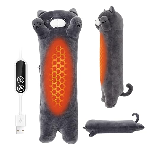 Noodle Cat Heating Pad, USB Electric Warm Pillow Gift for Women - color: Grey Noodle Cat Heating Pad