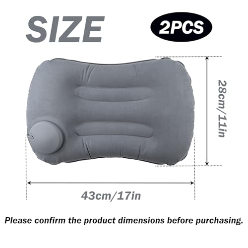 2 Pack Inflatable Camping Pillow, Ultralight Travel Air Pillows (Grey) - color: 2 X Grey