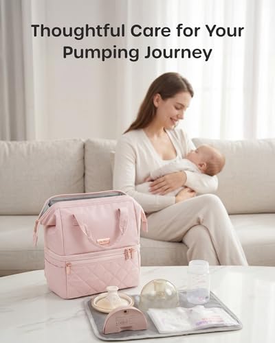Nuliie Wearable Breast Pump Bag with Cooler Compartment, Pink - color: Pink