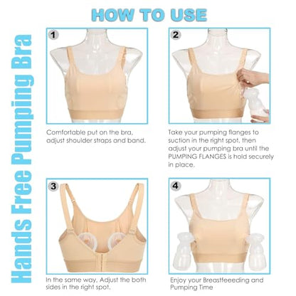 Hands Free Pumping Bra Hands-Free Breast Pump Bra Nursing Bras - color: Beige, size: Small