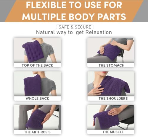 UNCN Wide Microwave Heating Pad with Washable Cover 9.5 x 16in Microwavable - color: Dark Purple