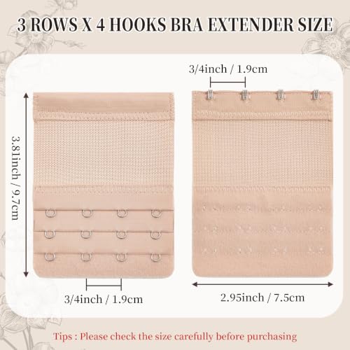 QIUTIMIY Women's Bra Extenders 2 Hooks & 3 Hooks & 4 Hook Bra Extensions Soft Comfortable Stretchy Back Bra Strap Extender - color: 3pcs-spacing 3/4inch-style 1