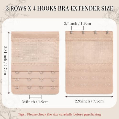 QIUTIMIY Women's Bra Extenders 2 Hooks & 3 Hooks & 4 Hook Bra Extensions Soft Comfortable Stretchy Back Bra Strap Extender - color: 3pcs-spacing 3/4inch-style 1