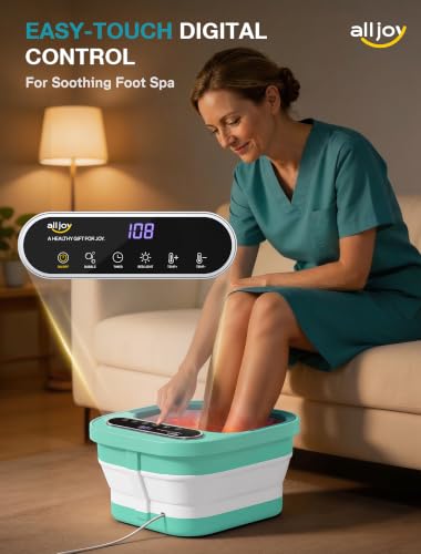 ALLJOY Foldable Foot Soaking Tub with Heat,Smart Touch Screen Foot Bath Spa - color: Green