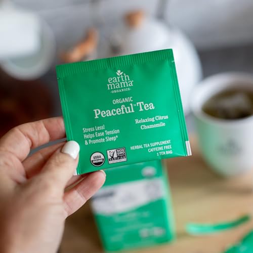 Earth Mama - Organic Peaceful Tea, Calming Herbal Blend - 16 Teabags (6 Pk) - size: 16 Count (Pack of 6)