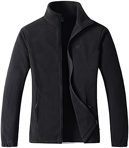 GIMECEN Women's Full Zip Soft Polar Fleece Jacket Outdoor Recreation Coat - color: Black, size: X-Large