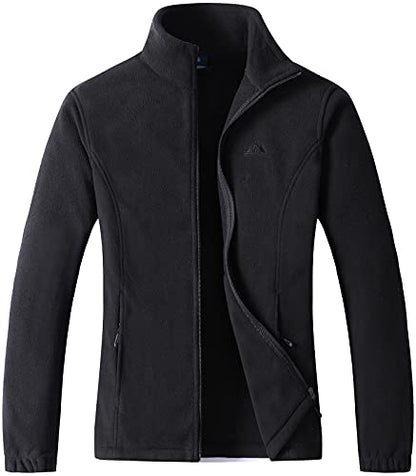 GIMECEN Women's Full Zip Soft Polar Fleece Jacket Outdoor Recreation Coat - color: Black, size: X-Large