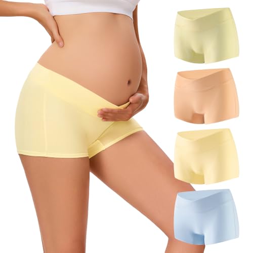 INNERSY Women's Maternity Underwear Cotton Pregnancy Boyshorts 4-Pack - color: Pastel, size: Medium
