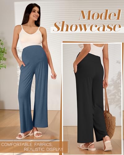 3 Pack Women's Maternity Lounge Pants with Pockets 3Color L