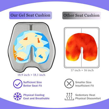 Soft Thin Gel Seat Cushion with 1 Inch Gel - Sciatica Relief - color: Light Gray