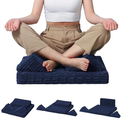 Meditation Cushion, Meditation Mat with Knee Support,Deep Blue - color: Deep Blue, size: 24X24X2 Inch