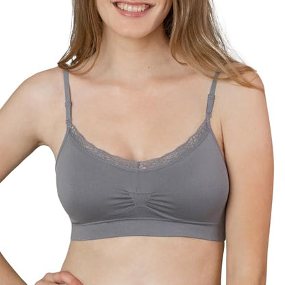 Coobie Lace V-Neck Bra for Women - color: Med Grey, size: One Size