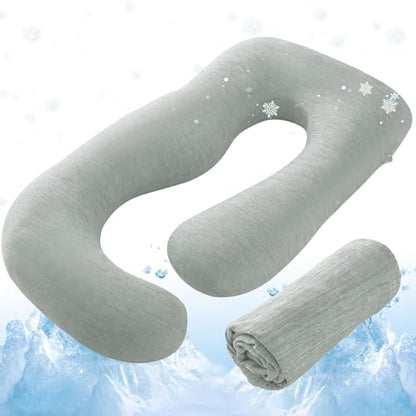 Sasttie Cooling Pregnancy Pillow Cover for 57-inch Maternity, Light Grey - color: Light Grey
