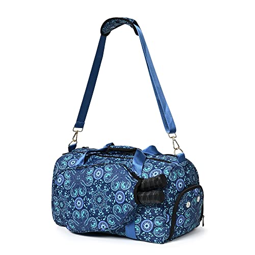 Boulder Bee Pickleball Tote Bag for Women with Paddle Holder - color: Blue-Duffel Bag