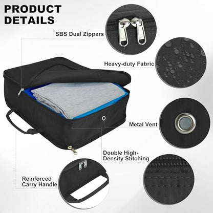 Compression Packing Cubes Travel Packing Suitcase Organizer Bags, Black - color: Black, size: Large