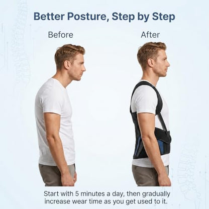 Back Brace Posture Corrector for Men, Adjustable Back Support Brace - size: M/L(Waist:33''-41'')